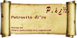 Petrovits Örs névjegykártya